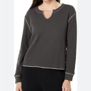 Madewell waffle knit split neck top
